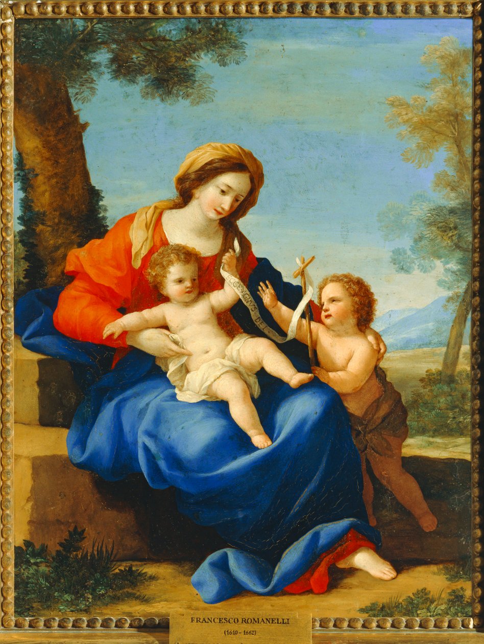 Jungfrau und Kind mit dem jungen Johannes dem Täufer von Giovanni Francesco (1610-62) Romanelli
