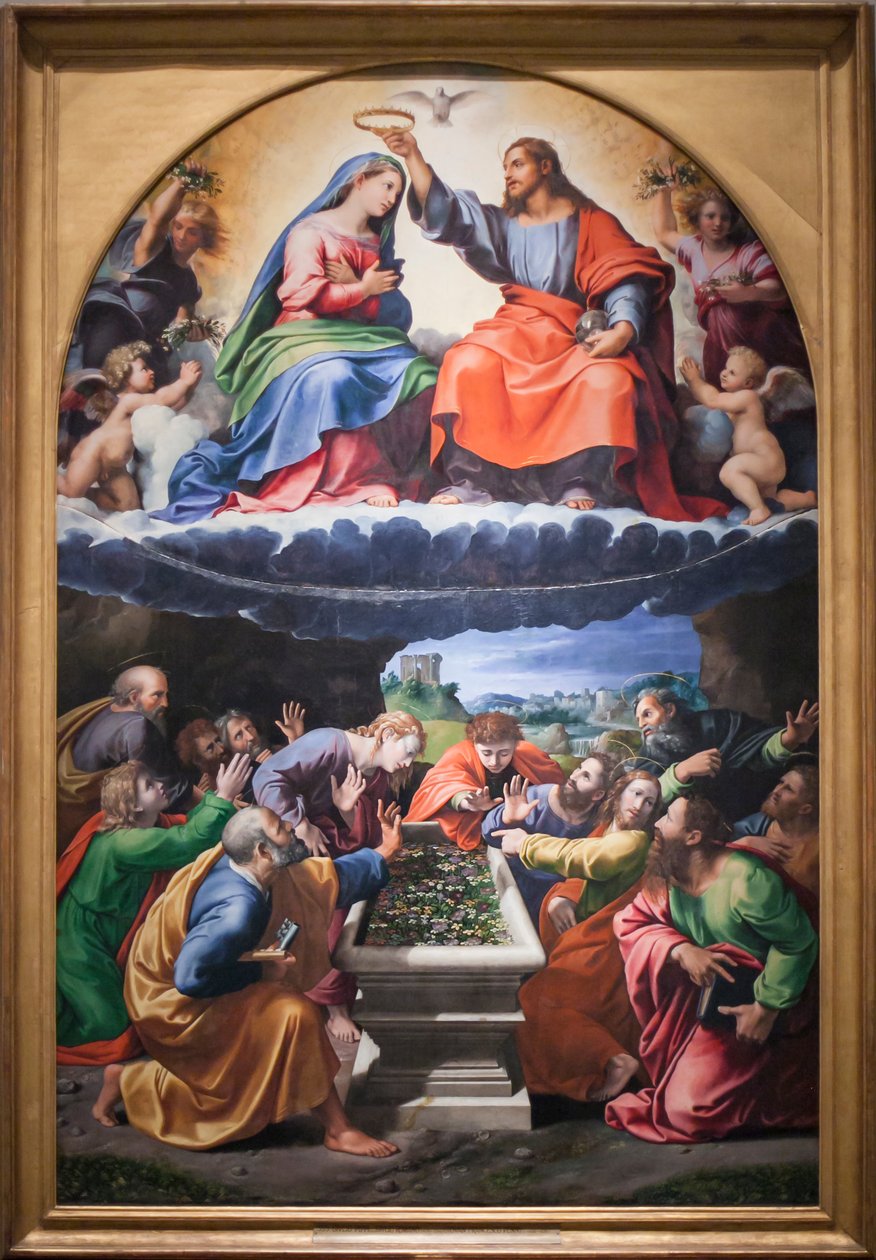 Krönung der Jungfrau, oder Madonna von Monteluce, ca. 1505-25 von Giovanni Francesco (c.1488 1528) Penni
