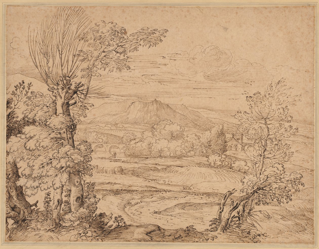 Landschaft mit einem Fluss und Aquädukt, Mitte 1600er Jahre von Giovanni Francesco Grimaldi