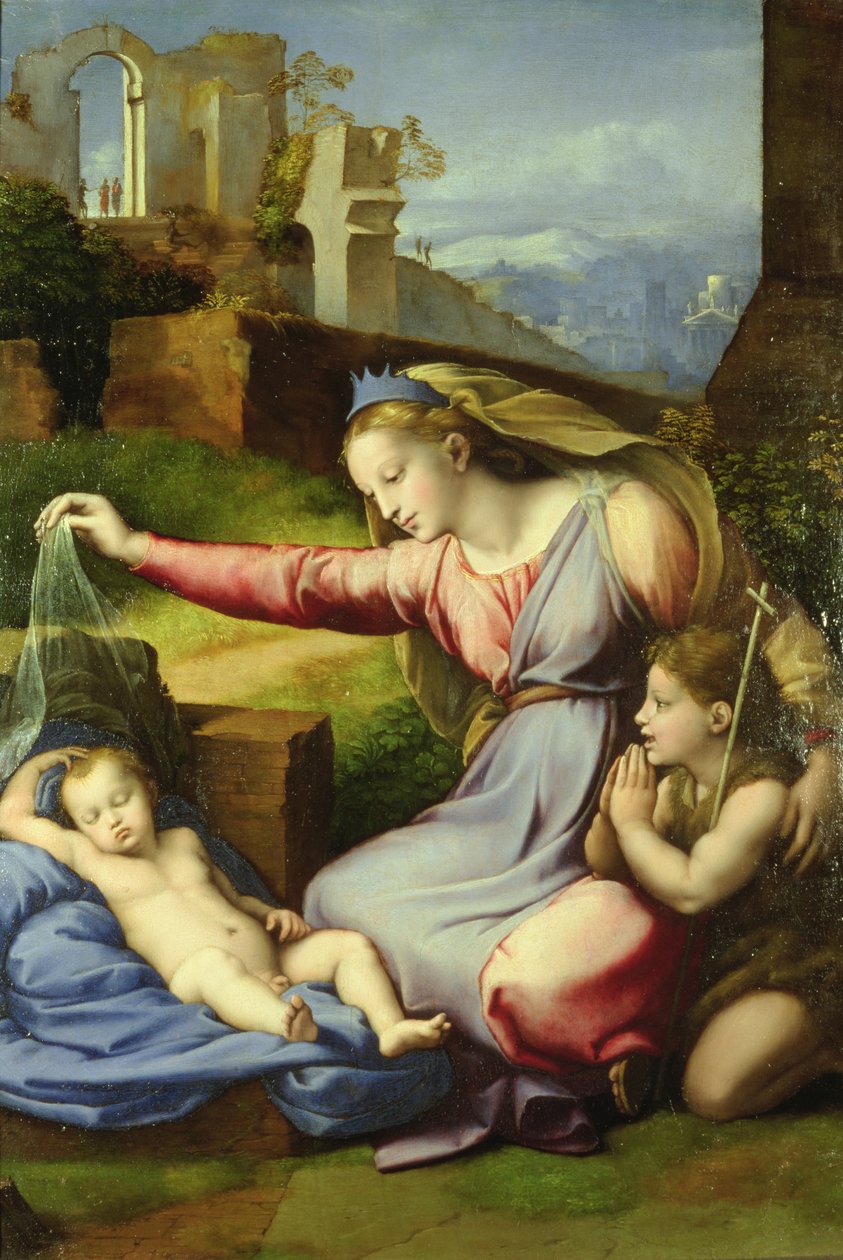 Jungfrau des Schleiers (Die Jungfrau mit dem blauen Diadem) von Giovanni Francesco Penni