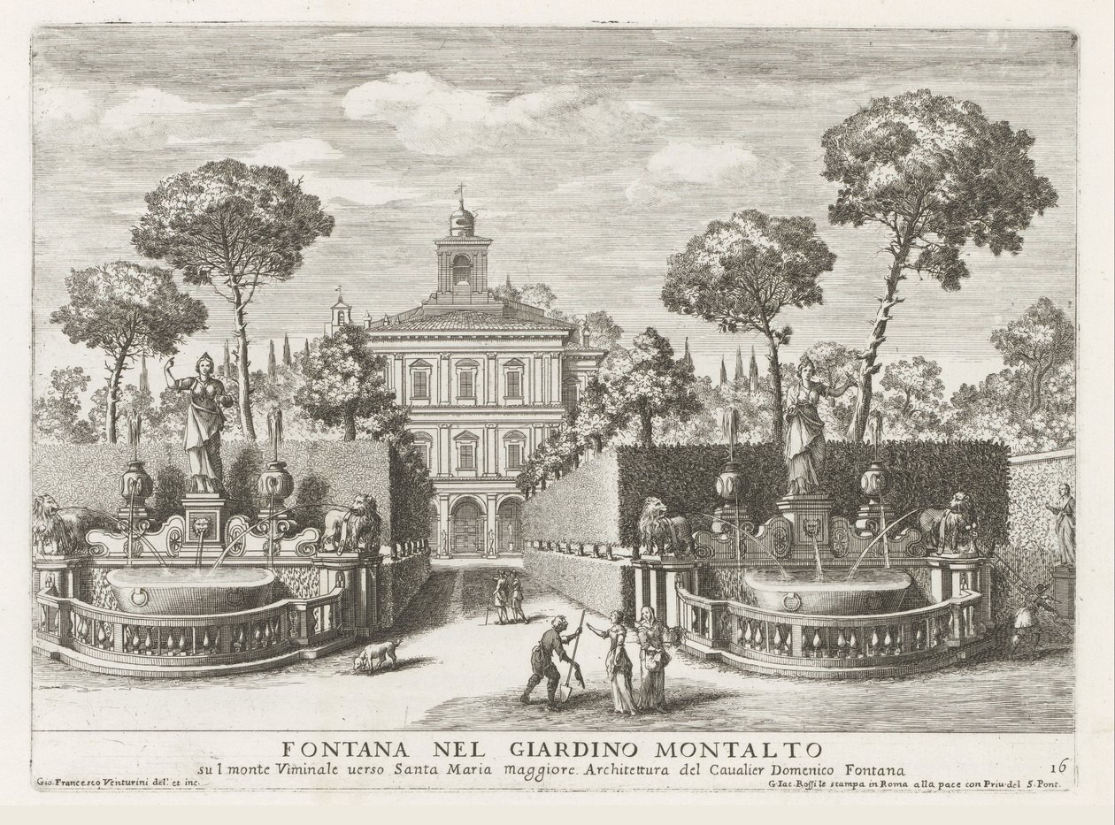 Brunnen in den Gärten der Villa Montalto Negroni in Rom von Giovanni Francesco Venturini