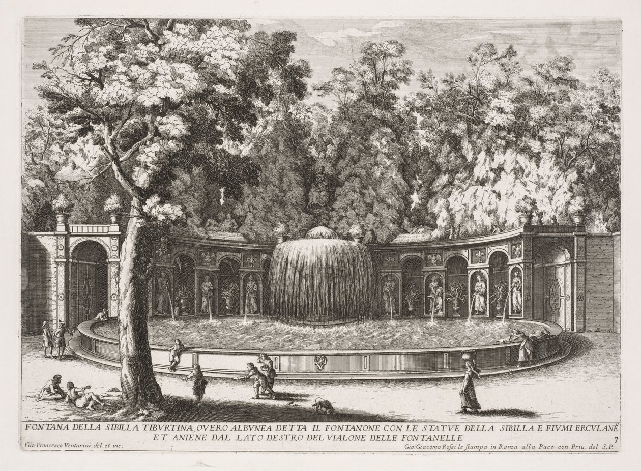 Die Brunnen von Rom (Le fontane di Roma), Buch IV, Platte 7: Brunnen der Tiburtinischen Sibylle (Fontana della Sibilla Tiburtina) von Giovanni Francesco Venturini