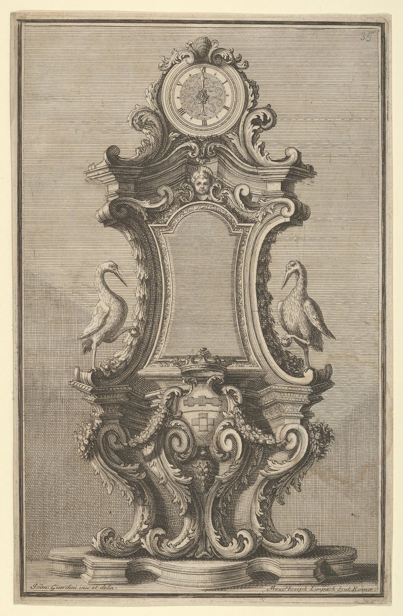 Entwurf für eine Uhr, aus Disegni Diversi, 1714 oder 1750 von Giovanni Giardini