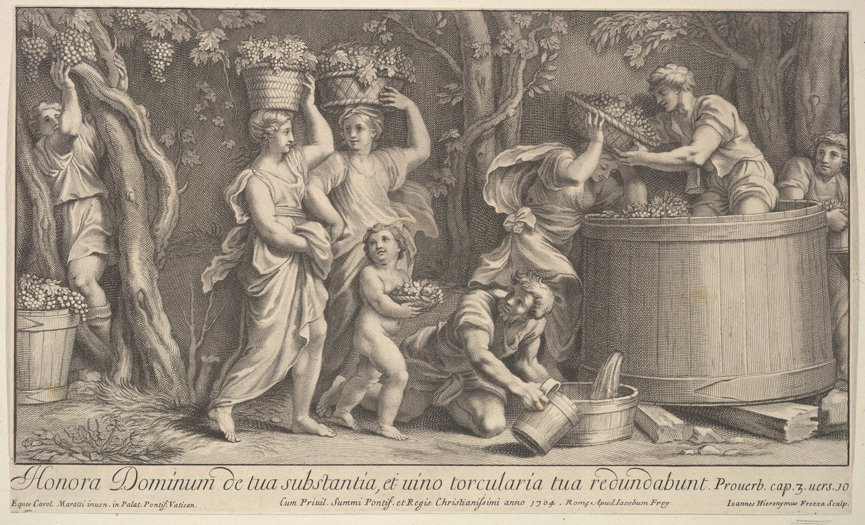 Weinszene, 1704 von Giovanni Girolamo Frezza