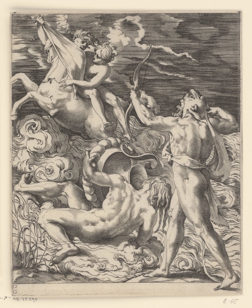 Herkules tötet den Zentaur Nessus (Szenen mit Herkules) von Giovanni Jacopo Caraglio