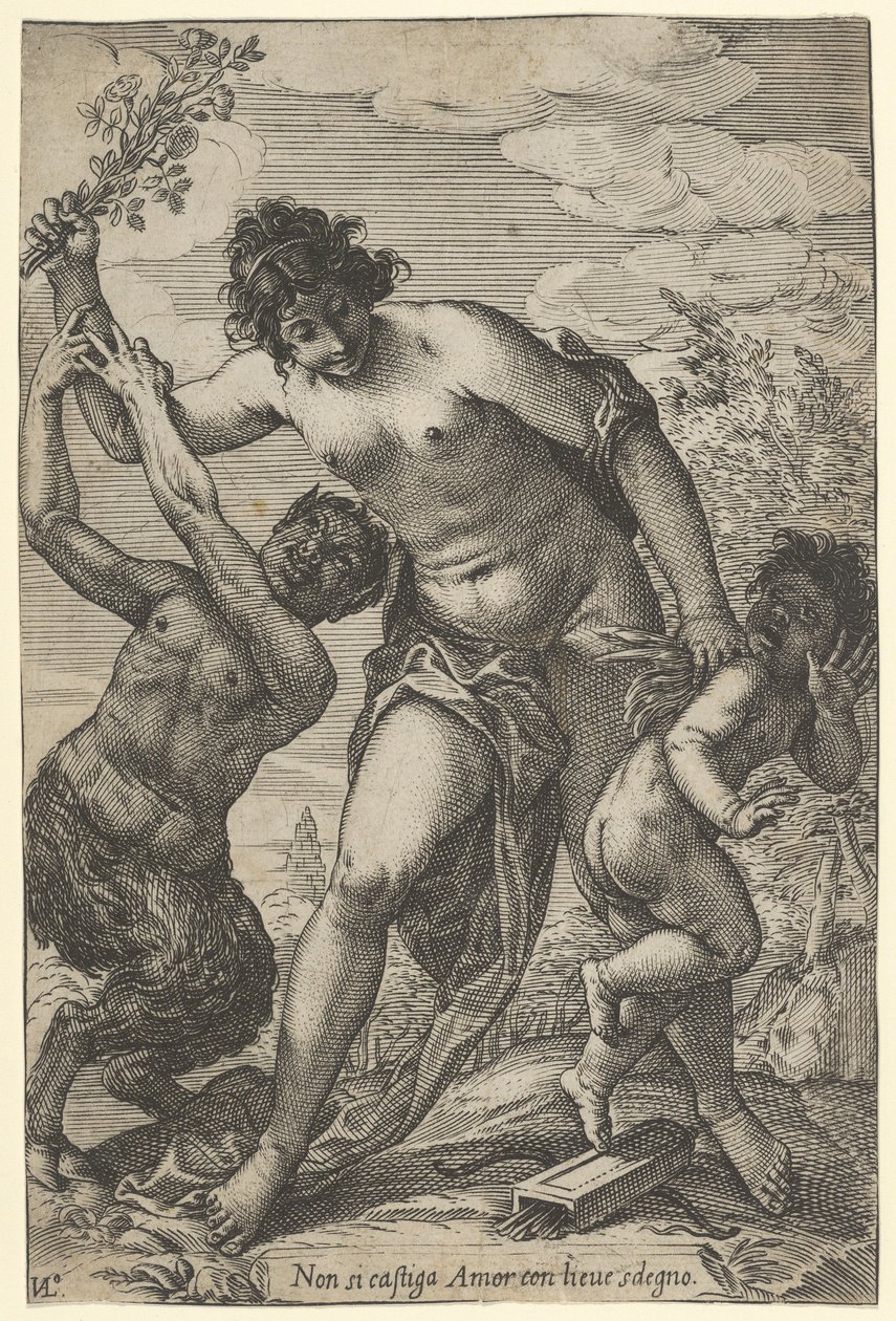 Venus peitscht Amor mit Rosen, frühes 17. Jahrhundert von Giovanni Luigi Valesio