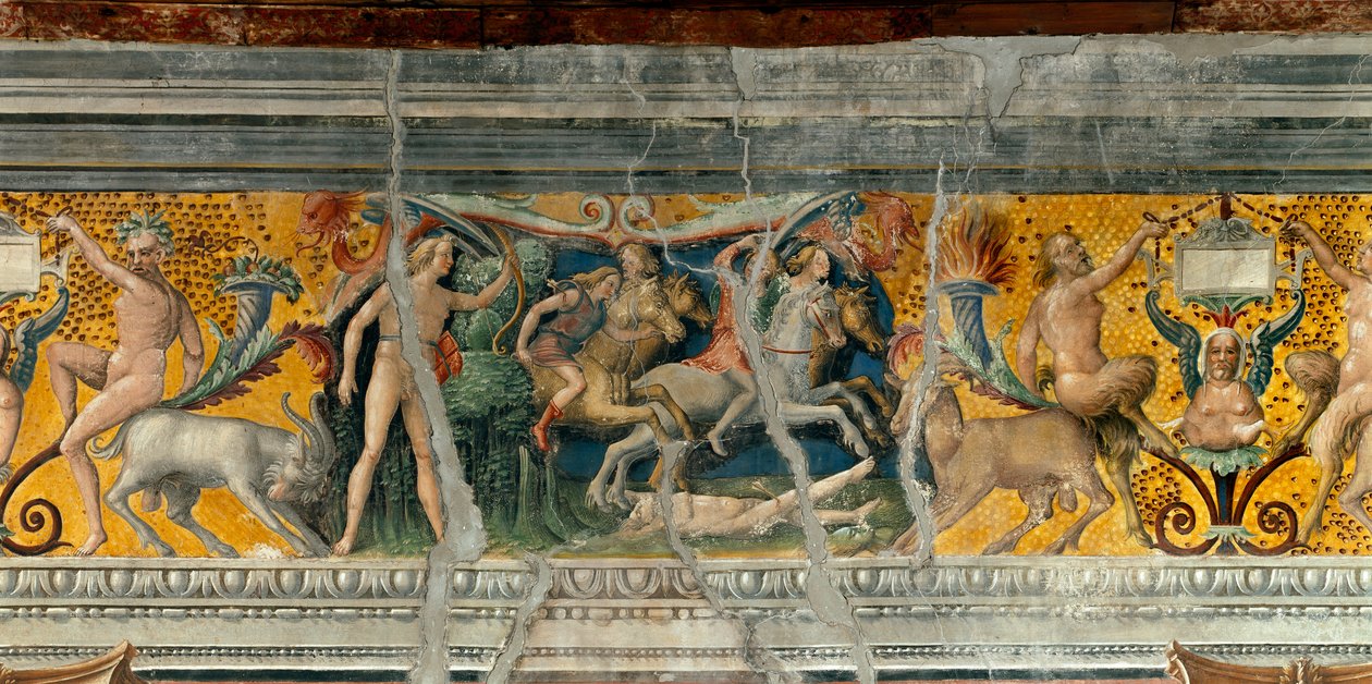 Apollo tötet mit Pfeilen die Niobiden (Detail) von Giovanni Maria Falconetto