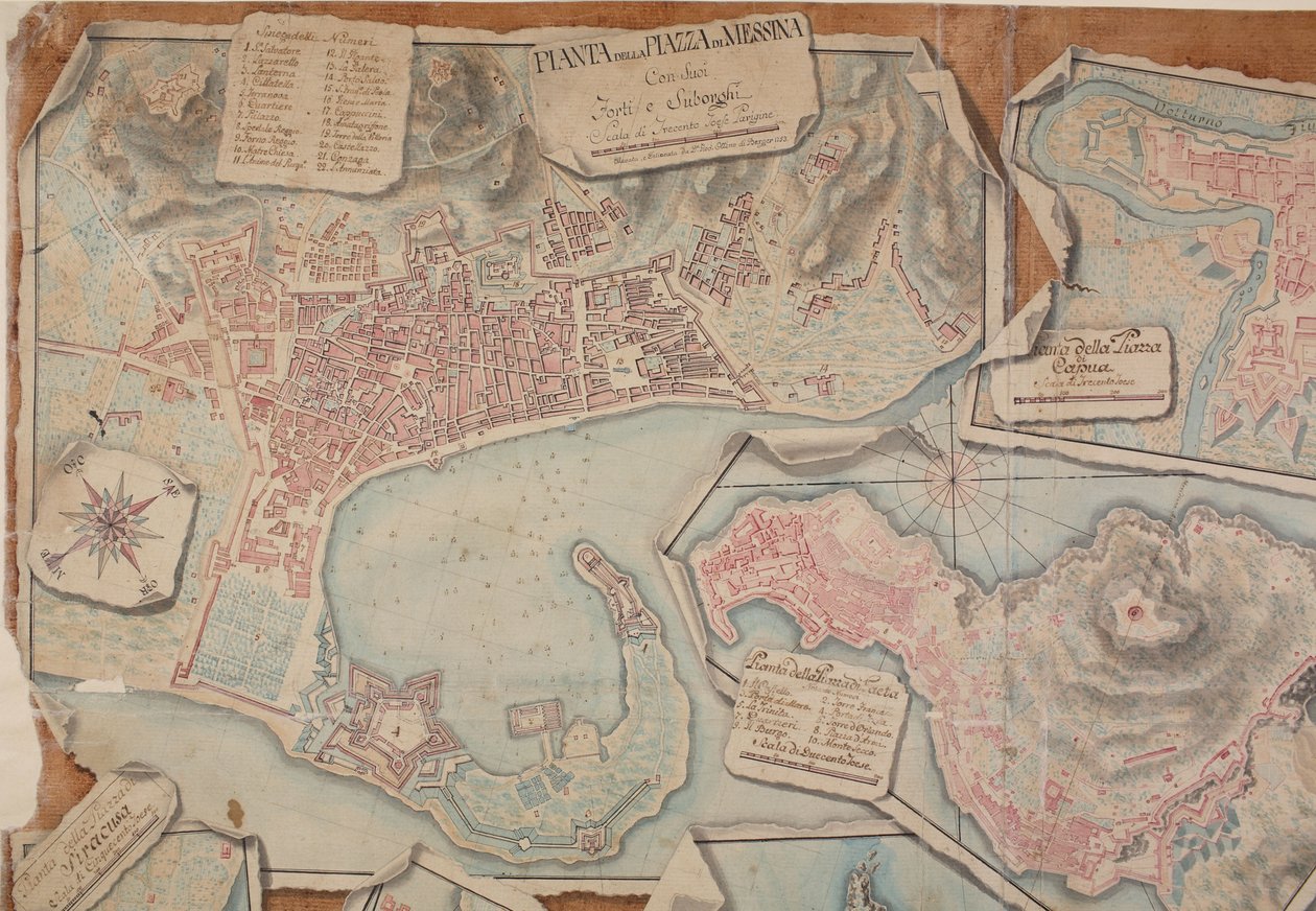 Plan des Platzes von Messina, 1753 von Giovanni Ottone di Berger