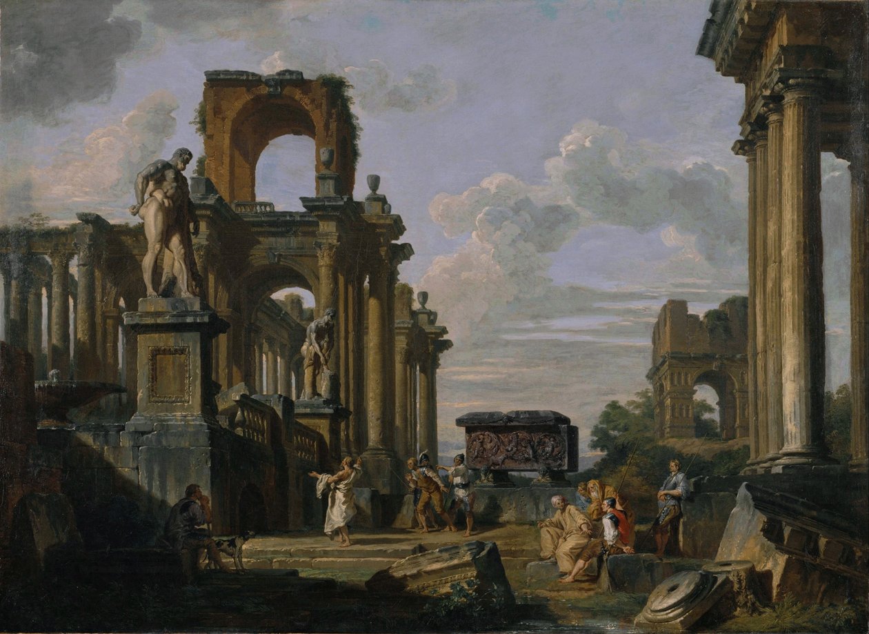 古代建築と彫刻のカプリッチョ von Giovanni Paolo Panini