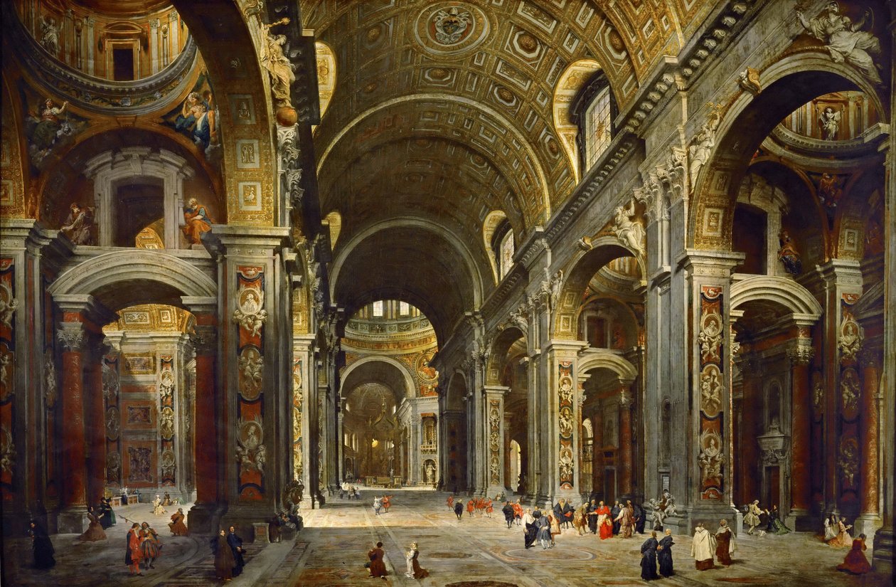 Kardinal Melchior de Polignac besucht die Basilika St. Peter in Rom von Giovanni Paolo Pannini