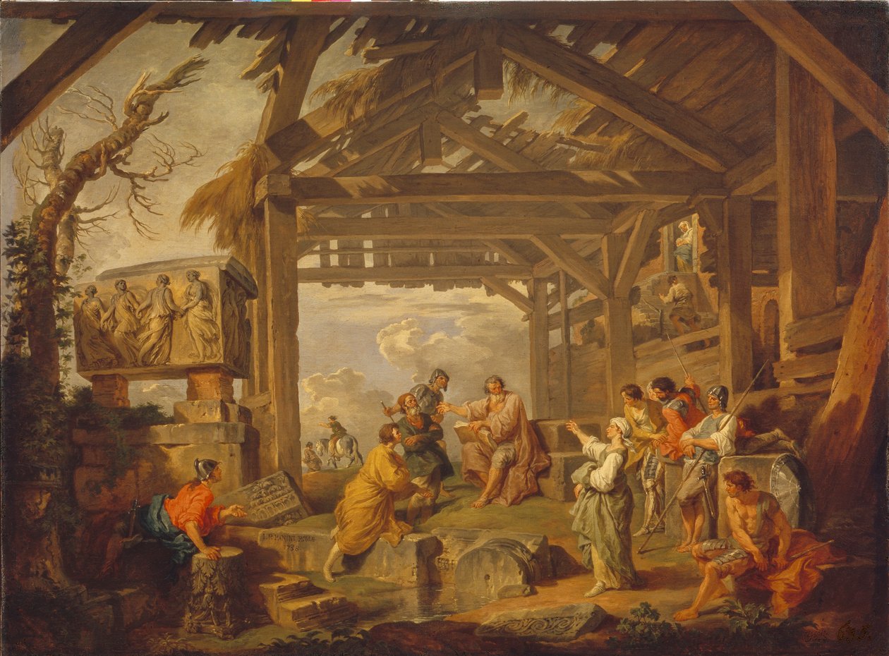 Die Kumanaische Sibylle prophezeit die Geburt Christi, 1738 von Giovanni Paolo Pannini