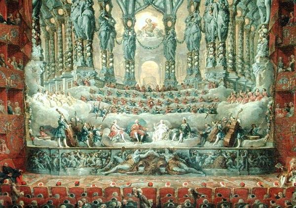 Konzert von Kardinal de La Rochefoucauld (1700-99) im Argentinischen Theater in Rom zur Feier der Hochzeit von Louis dem Dauphin (1729-65), Sohn von Louis XV, mit Marie-Josephe (1731-67) von Giovanni Paolo Pannini
