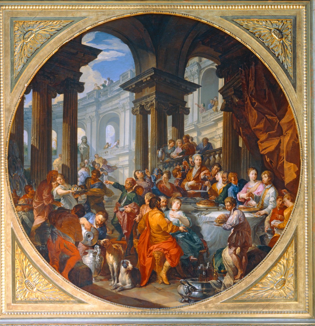 Festmahl unter einem ionischen Portikus von Giovanni Paolo Pannini or Panini