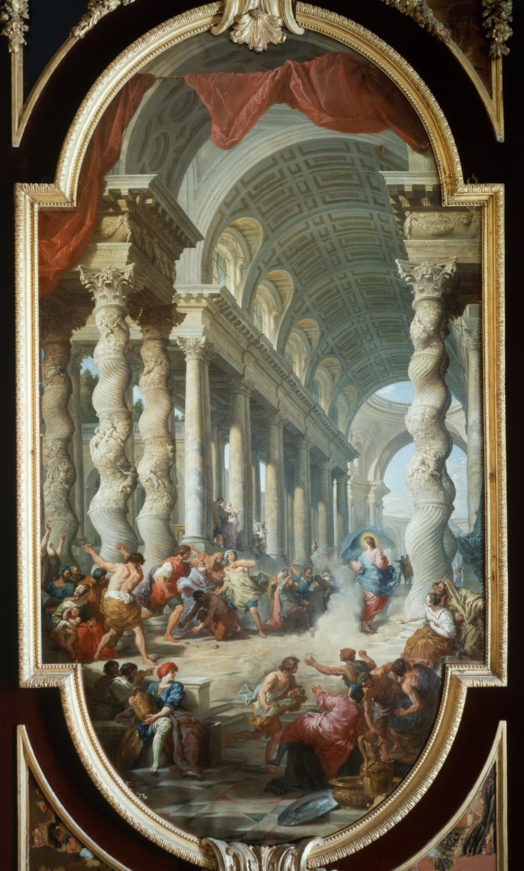 Jesus wird im Tempel gesteinigt, von Giovanni Paolo Panini, Palast von La Granja, Segovia, Spanien von Giovanni Paolo Pannini