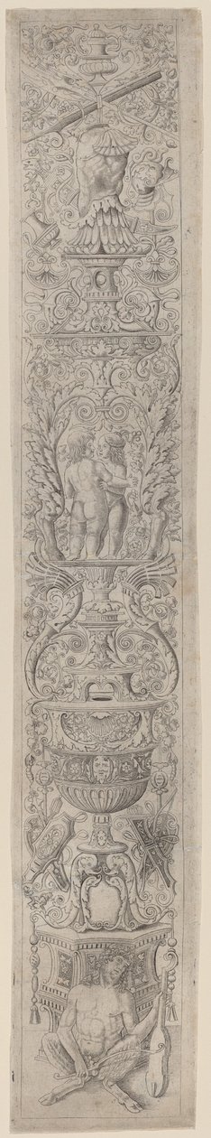 Ornamenttafel: Satyr mit einer Violine von Giovanni Pietro Birago and Zoan Andrea