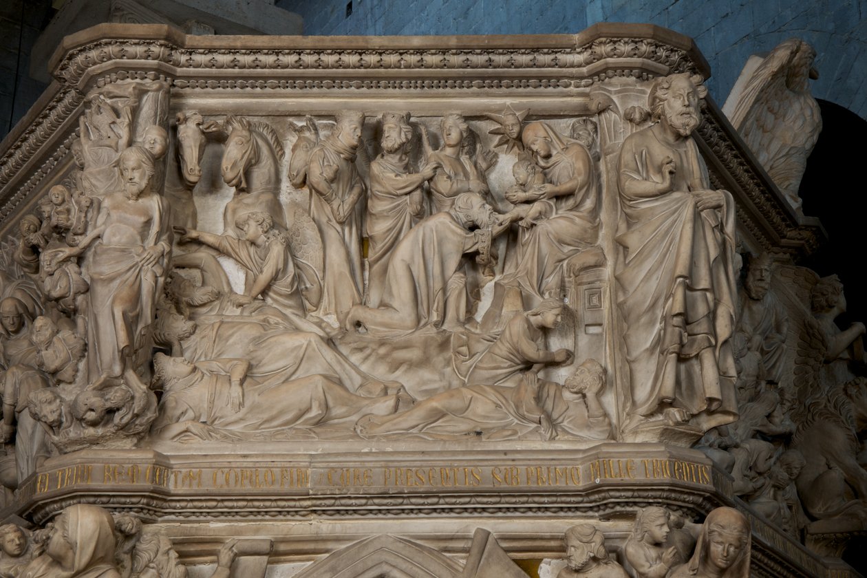 Anbetung der Könige, auf der Kanzel in der Kirche Sant