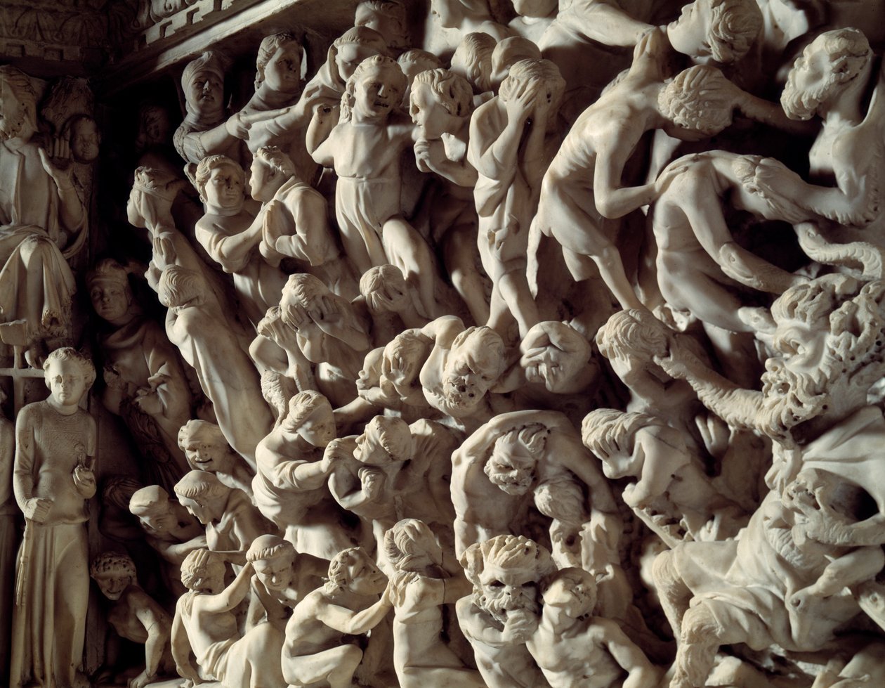 Detail der Reliefs des Stuhls: Die Verdammten (Detail) von Giovanni Pisano