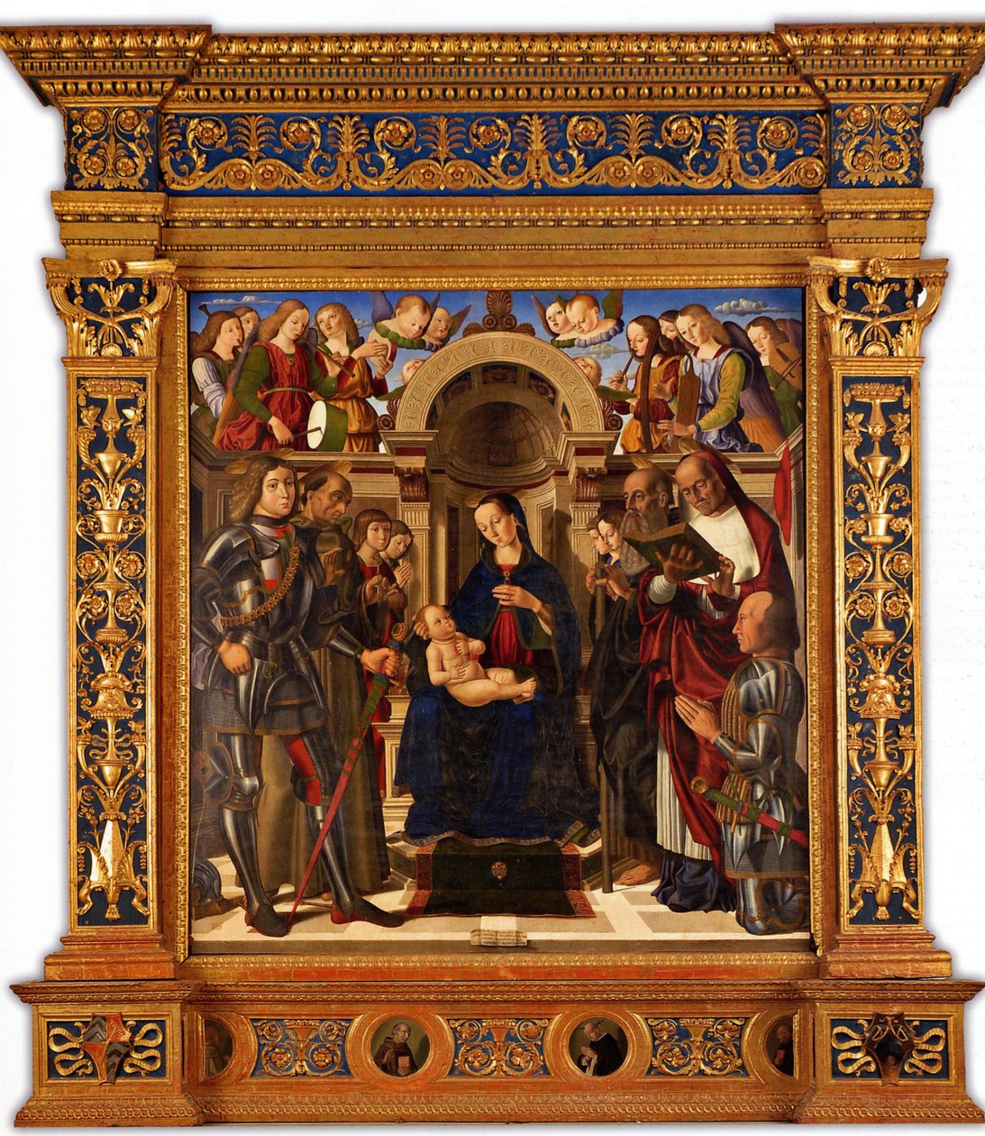 Pala Oliva. Madonna und Kind auf dem Thron zwischen den Heiligen Georg, Franz von Assisi… von Giovanni Santi