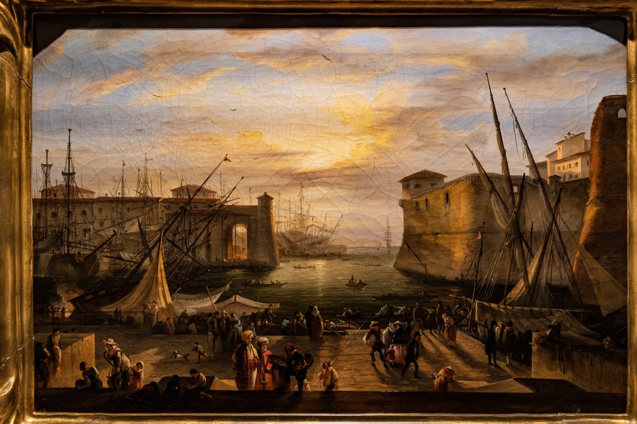 Die Marina von Livorno und die Medici-Festung im Hintergrund von Giovanni Signorini