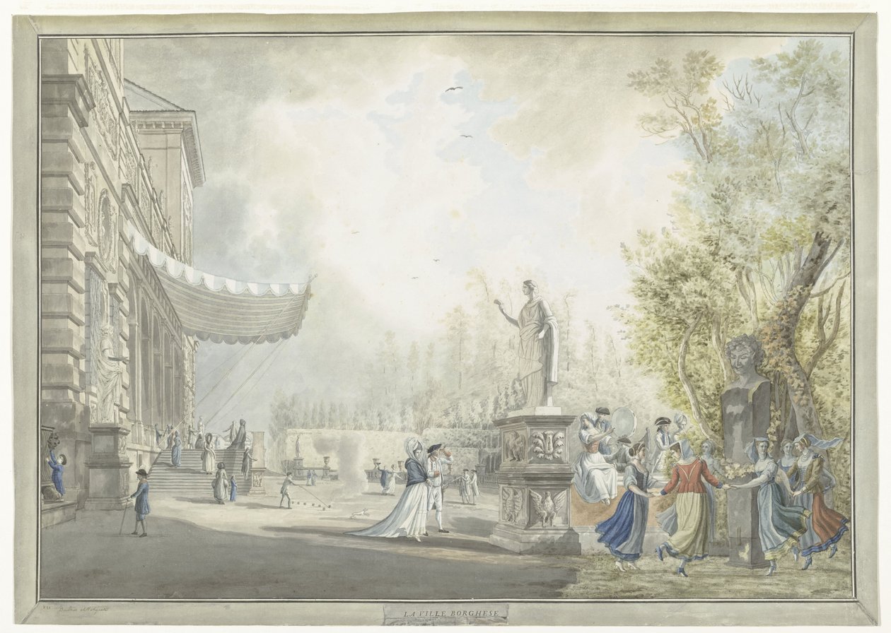 Ansicht der Villa Borghese Pinciana und der Villa Borghese Gärten in Rom von Giovanni Volpato