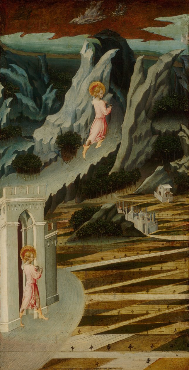 Johannes der Täufer betritt die Wildnis, 1455-1460 von Giovanni di Paolo