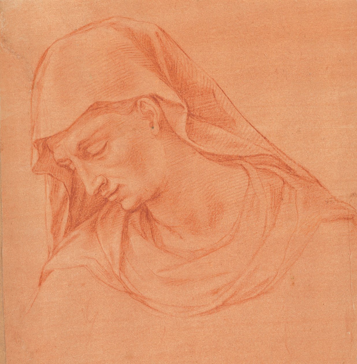 Kopf einer trauernden Frau im Profil nach links, ca. 1575-80 von Girolamo Macchietti