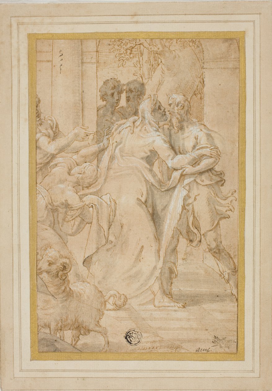 Das Treffen von Joachim und Anna am Goldenen Tor von Girolamo Mazzola Bedoli