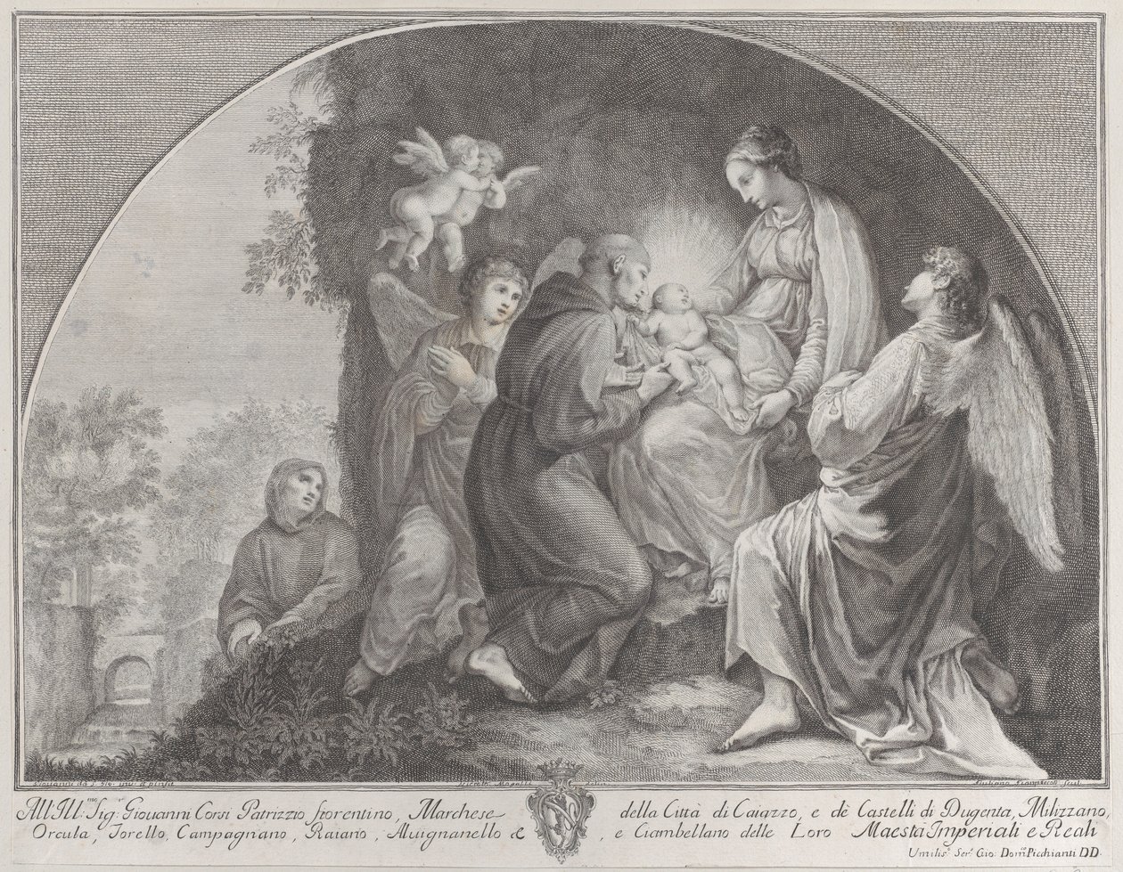 Anbetung Christi durch den heiligen Franziskus, 1723-59 von Giuliano Giampiccoli