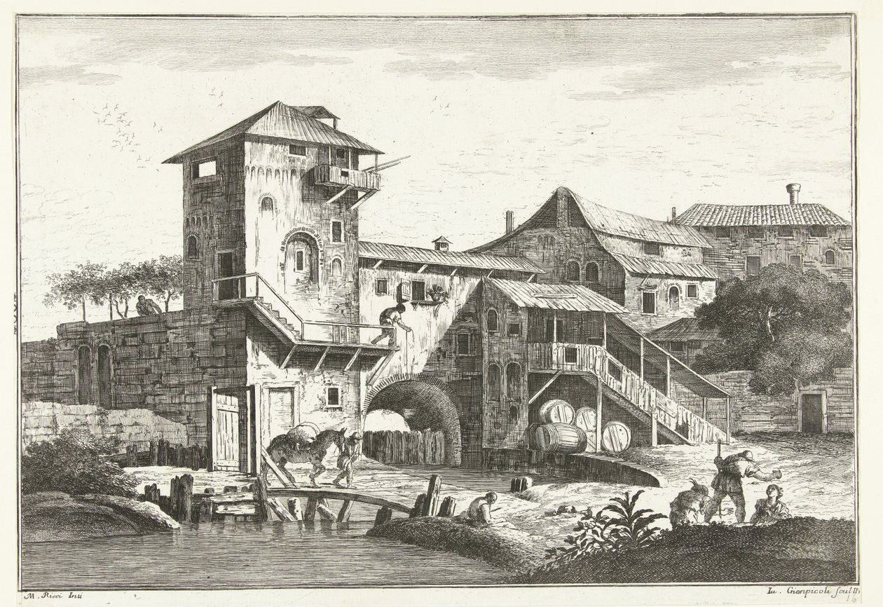 Haus mit Turm am Wasser von Giuliano Giampiccoli