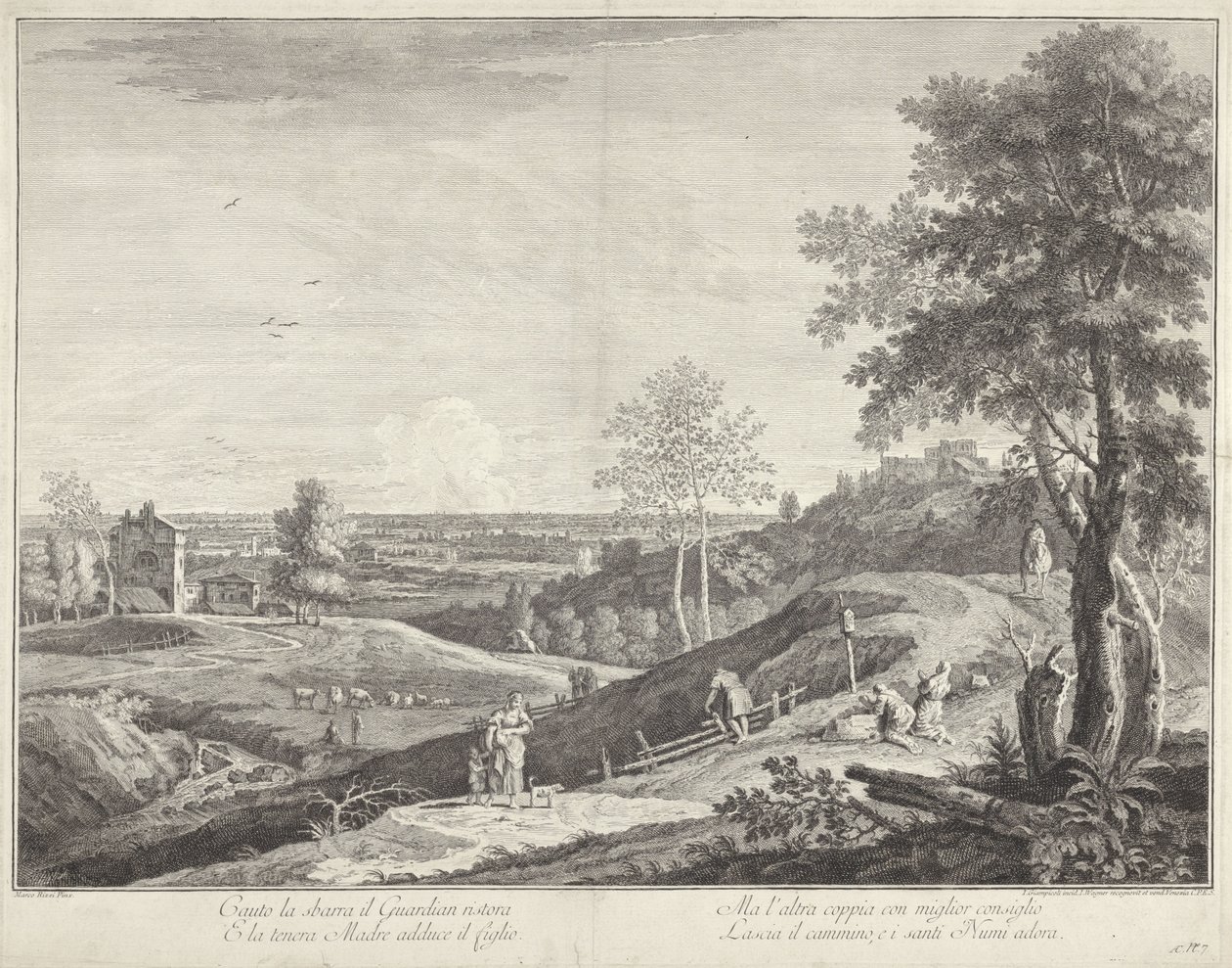 Landschaft mit Hirten und Pilgern von Giuliano Giampiccoli