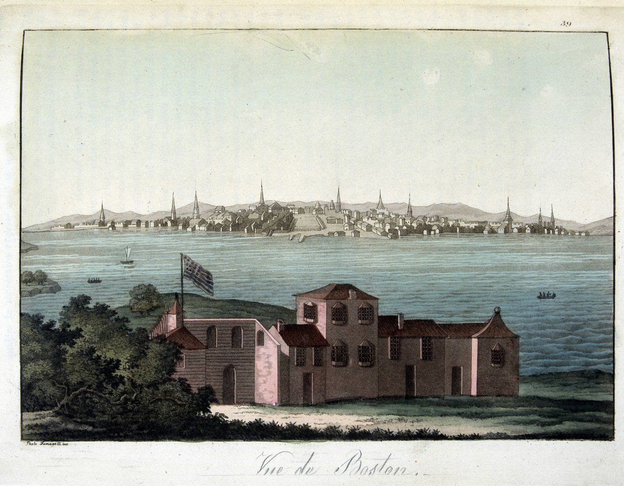 Ansicht der Stadt Boston - in Le costume ancien et moderne von Dr. Jules Ferrario, ed. Mailand von Giulio Ferrario