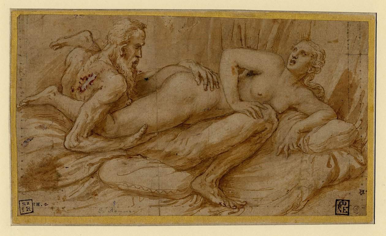 Erotische Szene von Giulio Romano