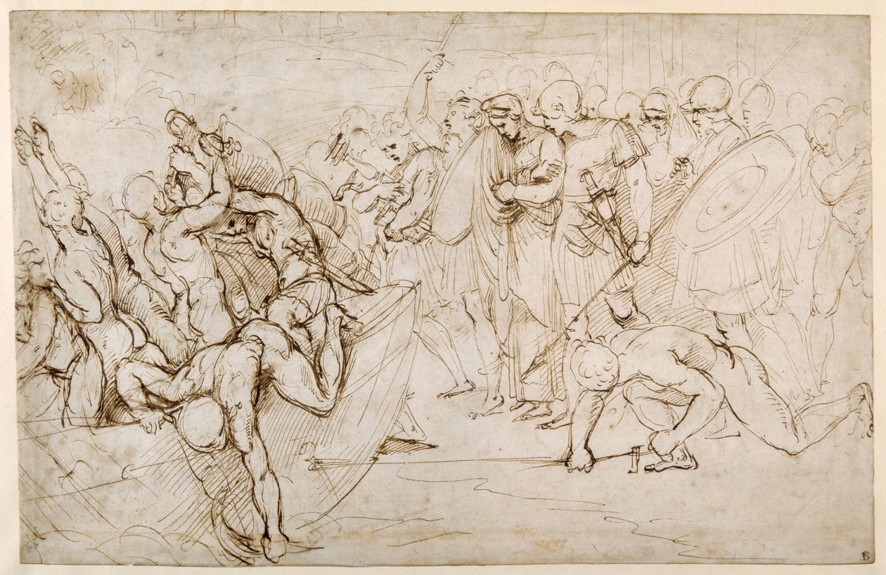 Neoptolemus nimmt Andromache nach dem Fall von Troja in Gefangenschaft von Giulio Romano