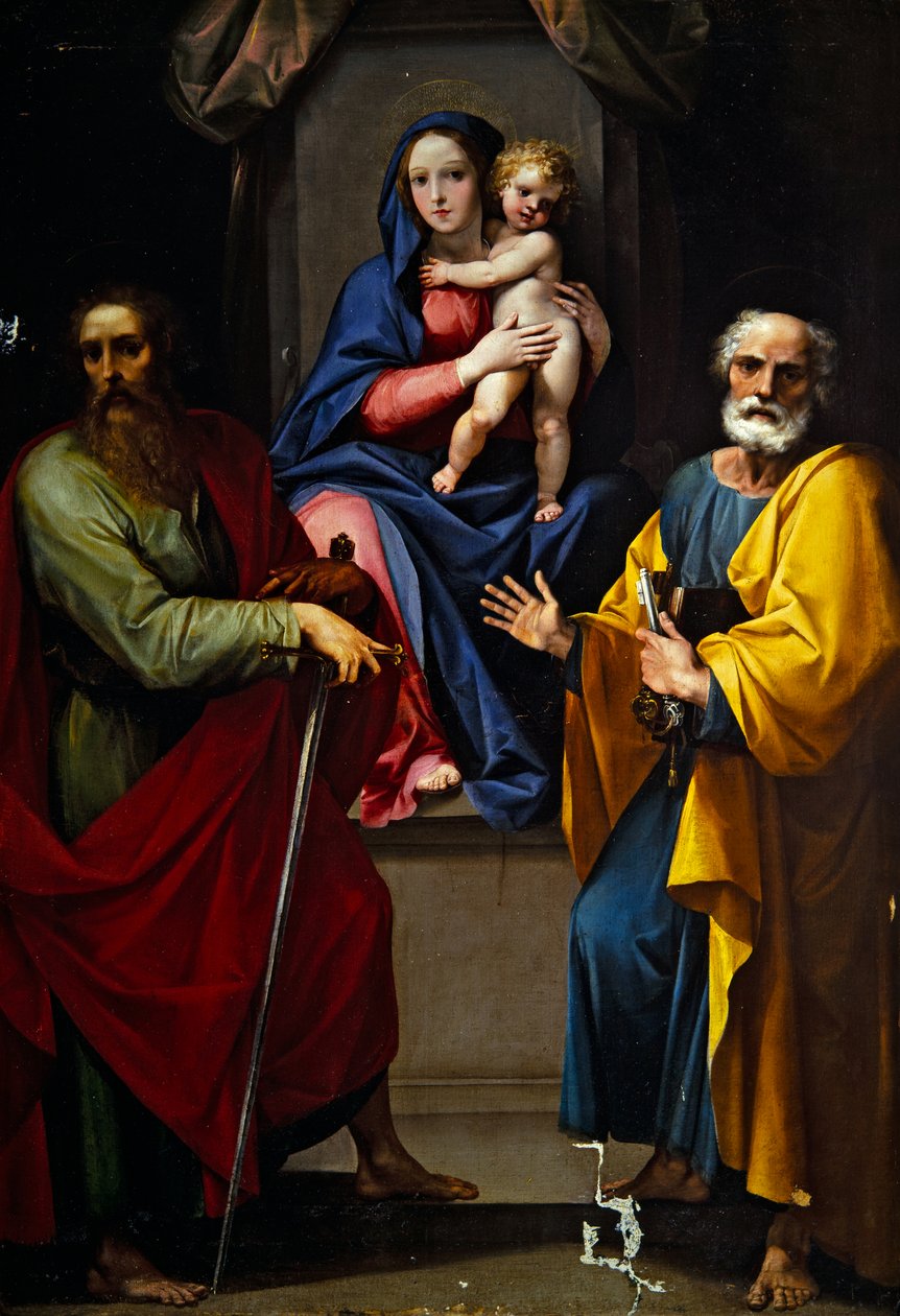 Madonna und Kind mit St. Paul und St. Peter von Giuseppe (1568 1640) Cesari