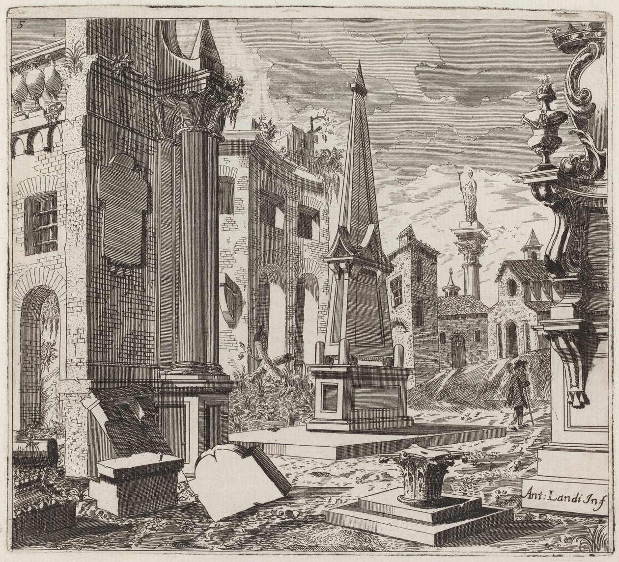 Fantastische Stadtlandschaft mit Ruinen von Giuseppe Antonio Landi