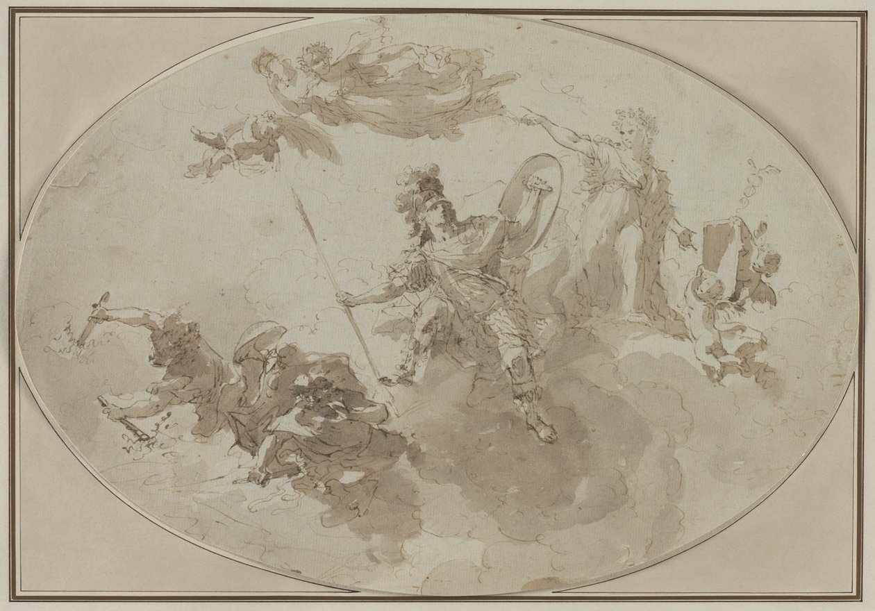Deckenstudie: Allegorie von Frieden und Krieg, um 1800 von Giuseppe Bernardino Bison