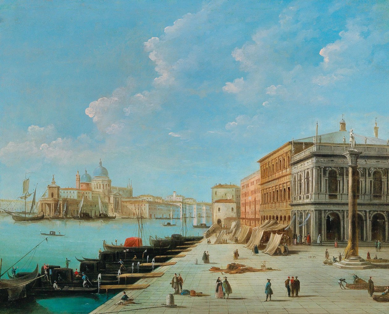 Der Molo, Blick auf die Zecca mit der Säule des Heiligen Teodoro von Giuseppe Bernardino Bison