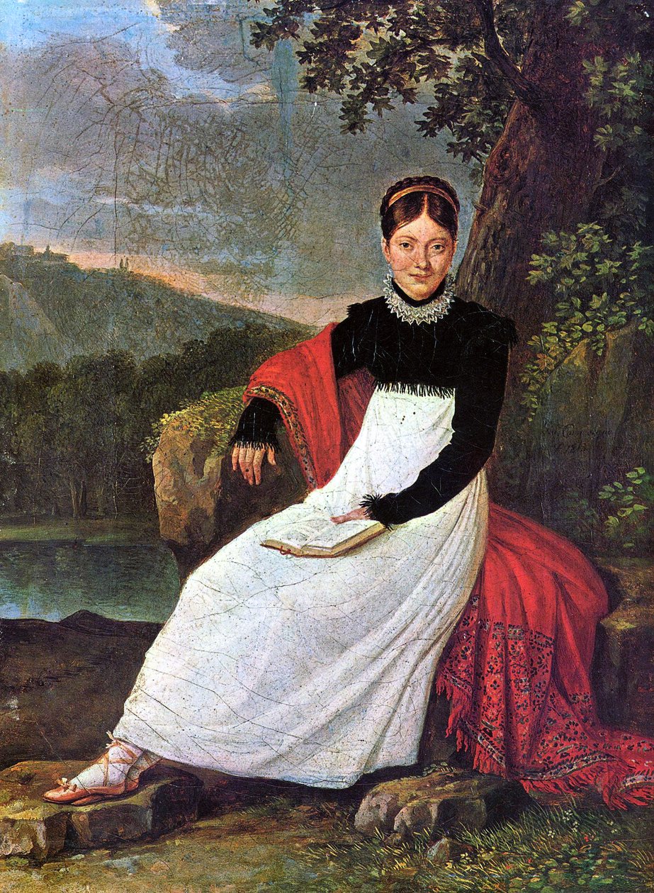 Königin Caroline (Bonaparte) von Neapel in der traditionellen Tracht einer neapolitanischen Bäuerin von Giuseppe Cammarano