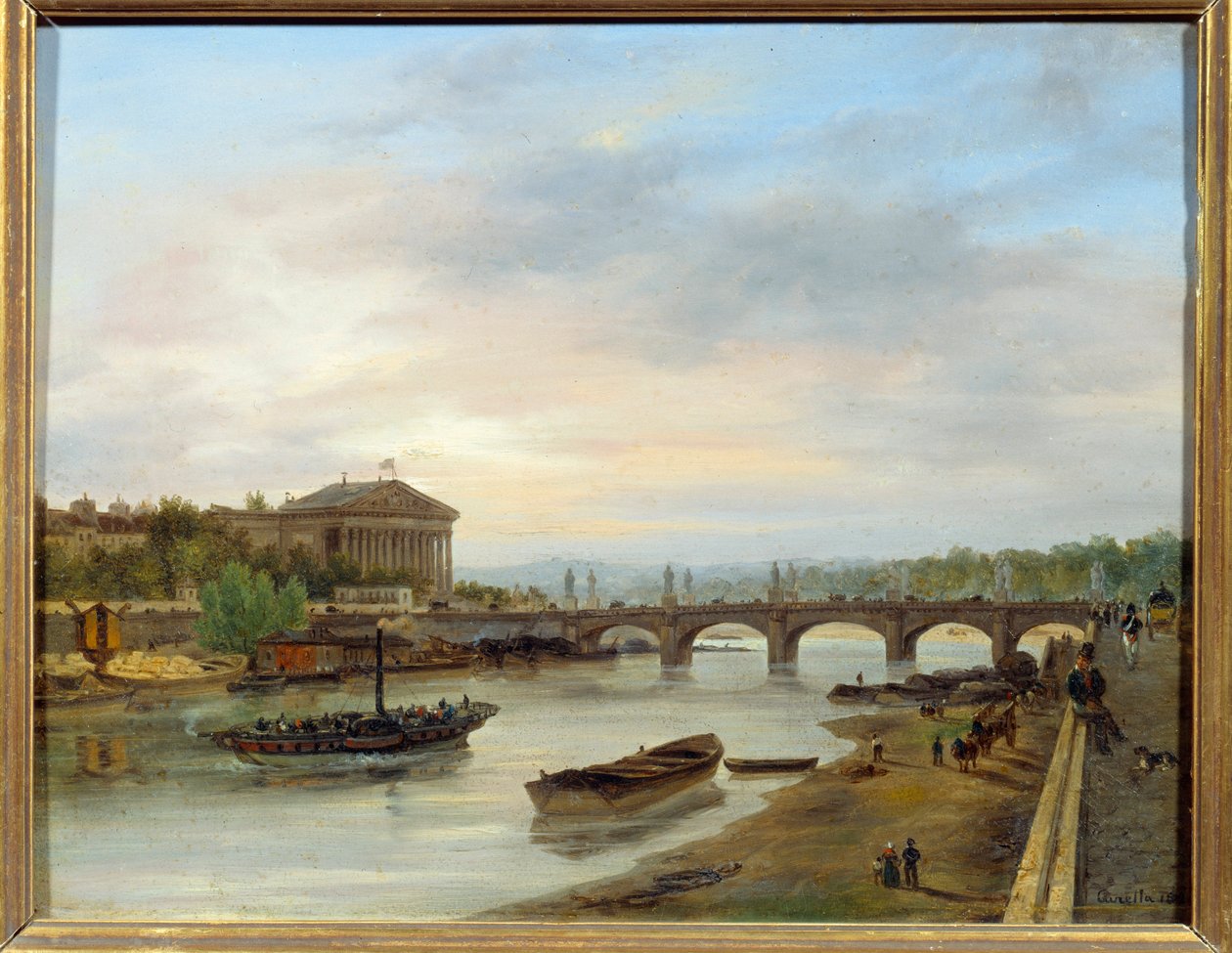 Der Palais Bourbon und die Pont Louis XVI (Pont de la Concorde) vom Quai des Tuileries in Paris aus gesehen von Giuseppe Canella