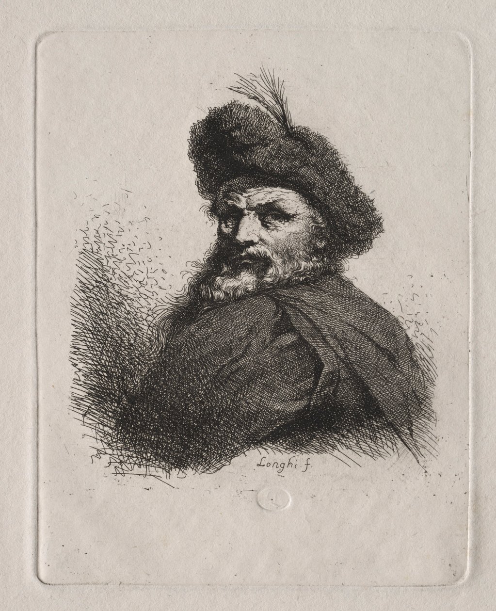 Büste eines Mannes mit Pelzmütze von Giuseppe Longhi
