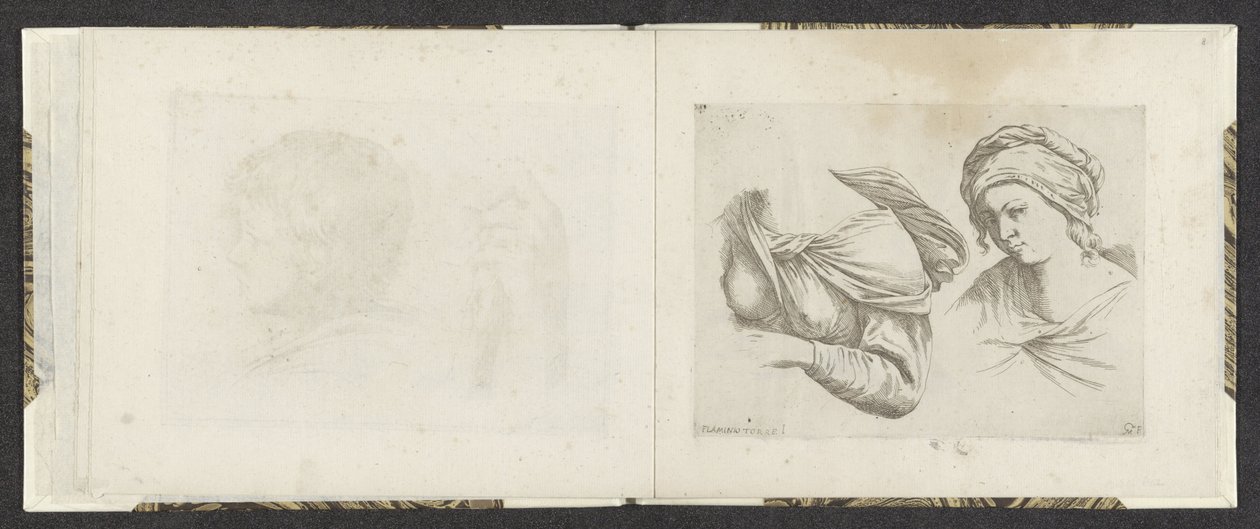 Oberkörper einer Frau und Büste einer Frau (Tekenvoorbeelden) von Giuseppe Maria Mitelli