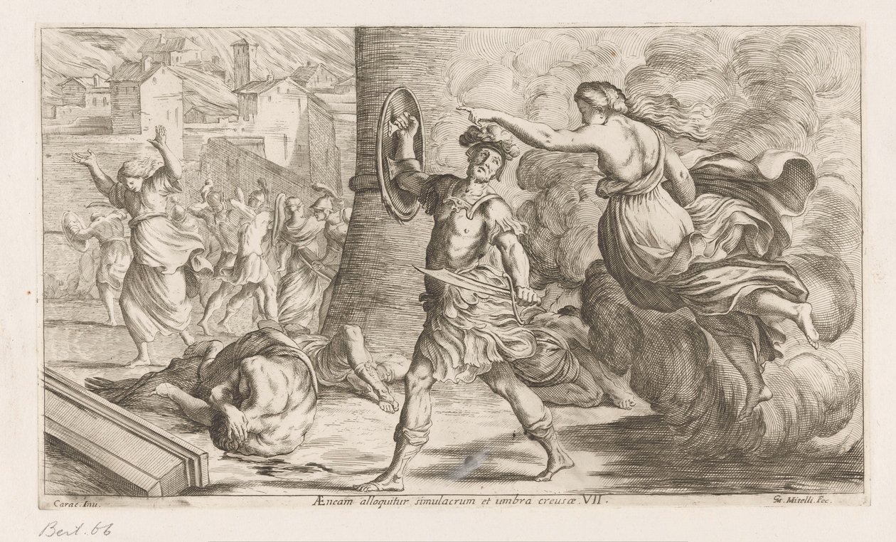 Geist von Kreusa erscheint Aeneas (Aeneam alloquitur simulacrum et umbra creusae) (Omzwervingen van Aeneas) (L