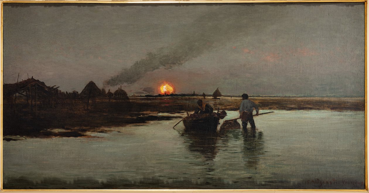 Angeln bei Sonnenuntergang von Giuseppe Miti Zanetti