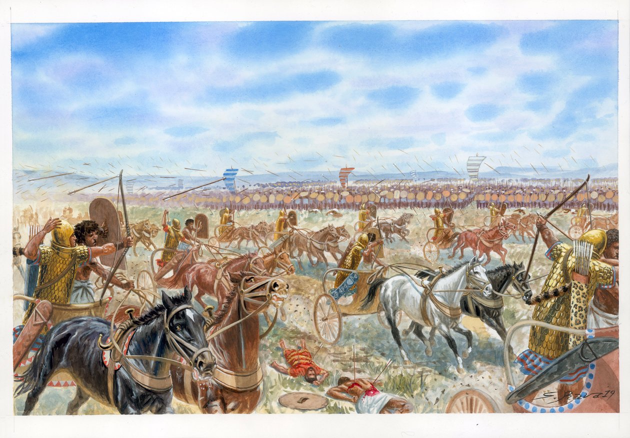 Schlacht von Megiddo zwischen Ägyptern und Syro-Kanaanäern von Giuseppe Rava