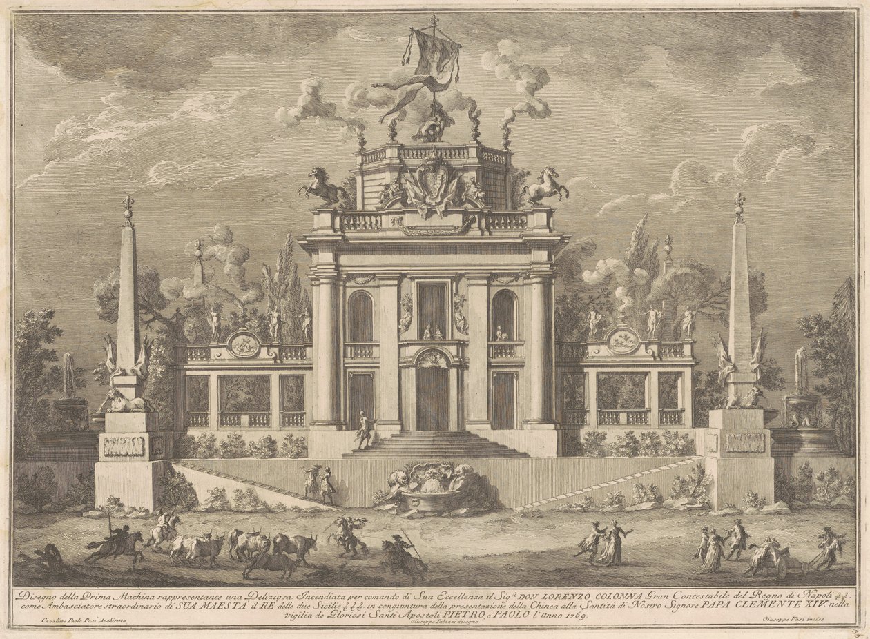 Die Prima Macchina für die Chinea von 1769: Eine "Deliziosa" von Giuseppe Vasi, after Giuseppe Palazzi, after Paolo Posi