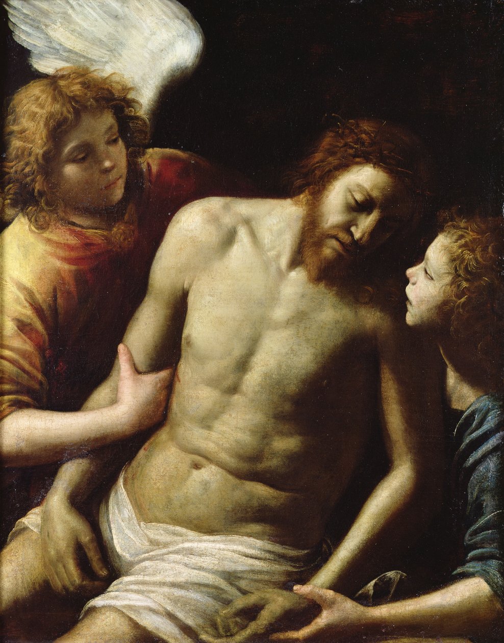 Der tote Christus, unterstützt von zwei Engeln, ca. 1628 von Giuseppe Vermiglio