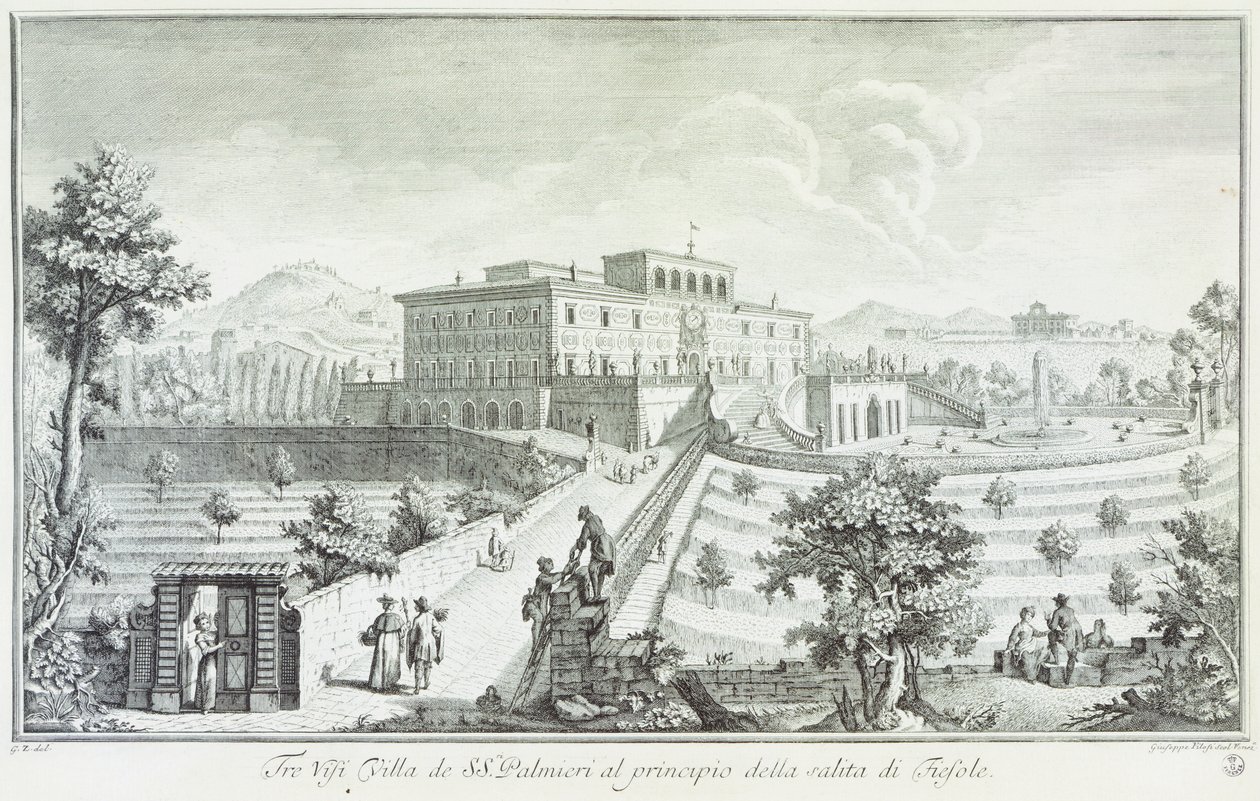 Villa Palmieri in Fiesole, Blick auf die Villen und Umgebung in der Toskana, Italien von Giuseppe Zocchi