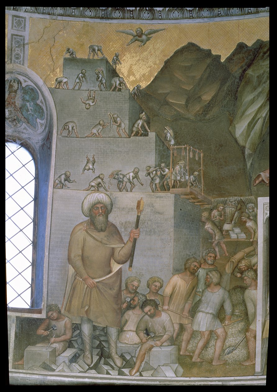 Bau des Turms von Babel, 1360-70 von Giusto di Giovanni de Menabuoi