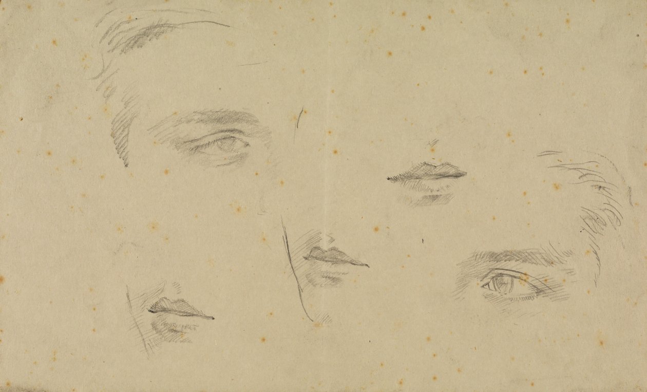 Studien von Augen und Mündern, Seite aus einem Skizzenbuch von Glyn Warren Philpot
