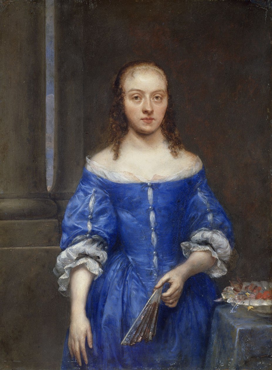 Porträt einer Frau in einem blauen Kleid von Gonzales Coques